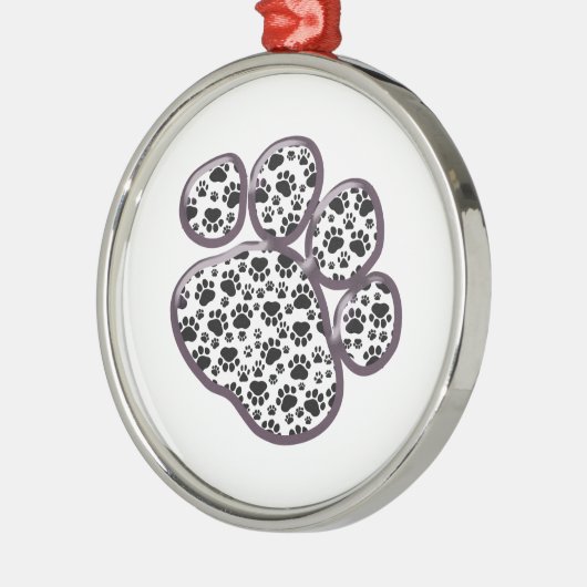 Paw Pattern, Dog Paws, Paw Prints, Black and White Metalen Ornament (Links)