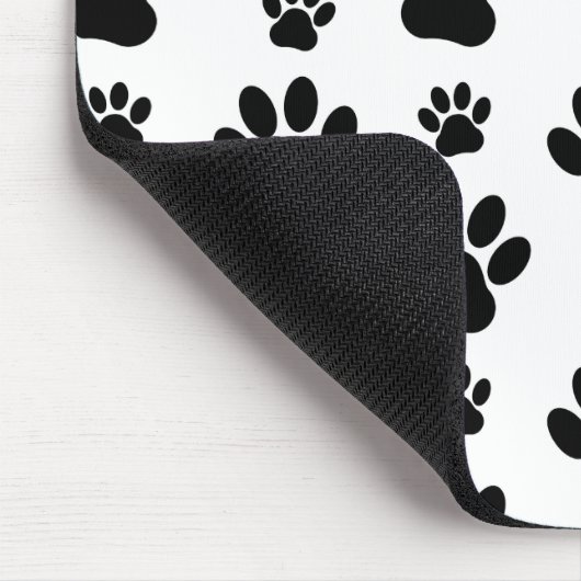 Paw Pattern, Dog Paws, Paw Prints, Black and White Muismat (Hoek)