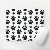Paw Pattern, Dog Paws, Paw Prints, Black and White Muismat (Met muis)