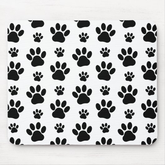 Paw Pattern, Dog Paws, Paw Prints, Black and White Muismat (Voorkant)