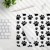 Paw Pattern, Dog Paws, Paw Prints, Black and White Muismat