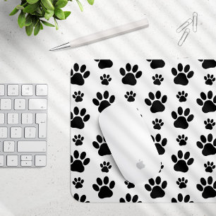Paw Pattern, Dog Paws, Paw Prints, Black and White Muismat