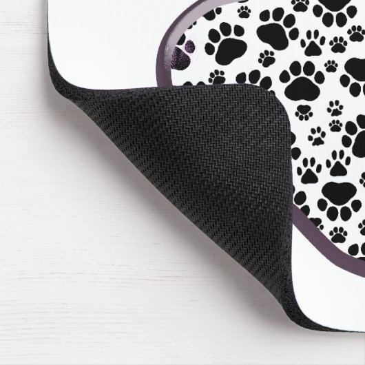 Paw Pattern, Dog Paws, Paw Prints, Black and White Muismat (Hoek)