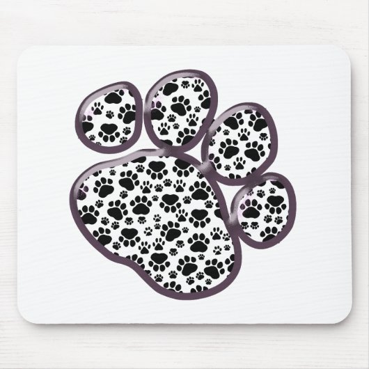Paw Pattern, Dog Paws, Paw Prints, Black and White Muismat (Voorkant)