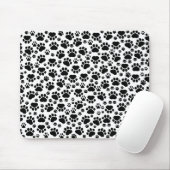 Paw Pattern, Dog Paws, Paw Prints, Black and White Muismat (Met muis)