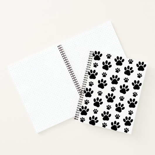 Paw Pattern, Dog Paws, Paw Prints, Black and White Notitieboek (Binnen)