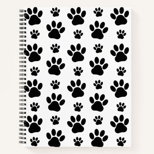 Paw Pattern, Dog Paws, Paw Prints, Black and White Notitieboek (Voorkant)