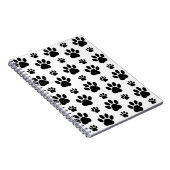 Paw Pattern, Dog Paws, Paw Prints, Black and White Notitieboek (Rechterzijde)