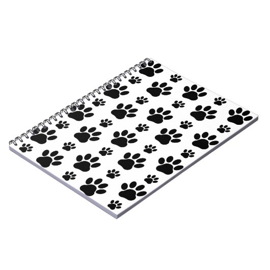 Paw Pattern, Dog Paws, Paw Prints, Black and White Notitieboek (Linkerzijde)