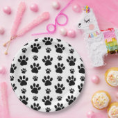 Paw Pattern, Dog Paws, Paw Prints, Black and White Papieren Bordje (Feest)