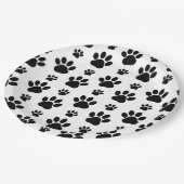 Paw Pattern, Dog Paws, Paw Prints, Black and White Papieren Bordje (Gekanteld)