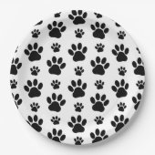 Paw Pattern, Dog Paws, Paw Prints, Black and White Papieren Bordje (Voorkant)