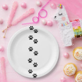 Paw Pattern, Dog Paws, Paw Prints, Black and White Papieren Bordje (Feest)