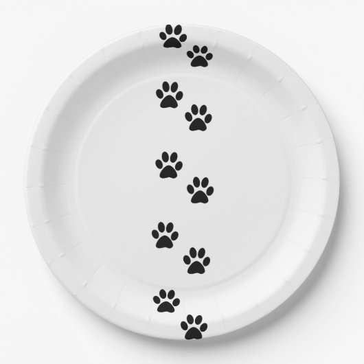 Paw Pattern, Dog Paws, Paw Prints, Black and White Papieren Bordje (Voorkant)