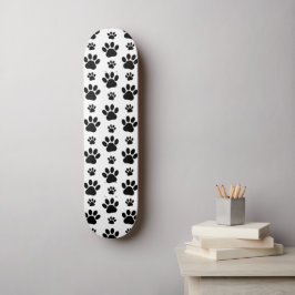 Paw Pattern, Dog Paws, Paw Prints, Black and White Persoonlijk Skateboard