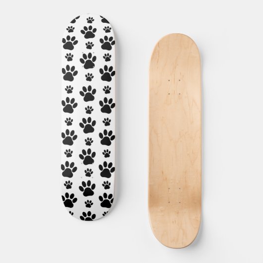 Paw Pattern, Dog Paws, Paw Prints, Black and White Persoonlijk Skateboard (Voorkant)