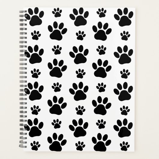 Paw Pattern, Dog Paws, Paw Prints, Black and White Planner (Voorkant)
