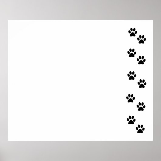 Paw Pattern, Dog Paws, Paw Prints, Black and White Poster (Voorkant)