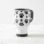 Paw Pattern, Dog Paws, Paw Prints, Black and White Reisbeker (Voorkant rechts)