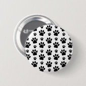 Paw Pattern, Dog Paws, Paw Prints, Black and White Ronde Button 5,7 Cm (Voorkant /achterkant)