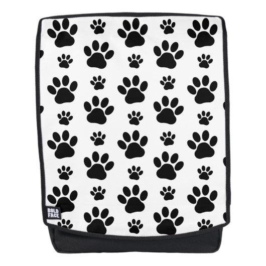 Paw Pattern, Dog Paws, Paw Prints, Black and White Rugtassen (Voorkant)