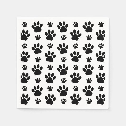 Paw Pattern, Dog Paws, Paw Prints, Black and White Servet (Voorkant)