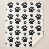 Paw Pattern, Dog Paws, Paw Prints, Black and White Sherpa Deken (Voorkant)