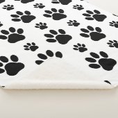 Paw Pattern, Dog Paws, Paw Prints, Black and White Sherpa Deken (3/4)