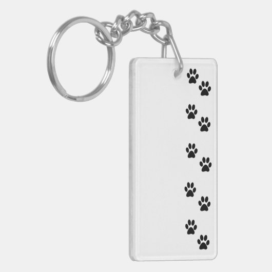 Paw Pattern, Dog Paws, Paw Prints, Black and White Sleutelhanger (Voorkant Links)