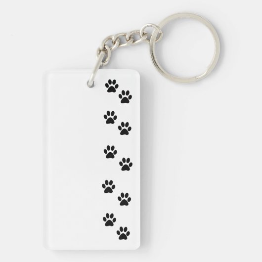 Paw Pattern, Dog Paws, Paw Prints, Black and White Sleutelhanger (achterkant)