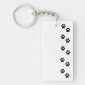 Paw Pattern, Dog Paws, Paw Prints, Black and White Sleutelhanger (Voorkant)