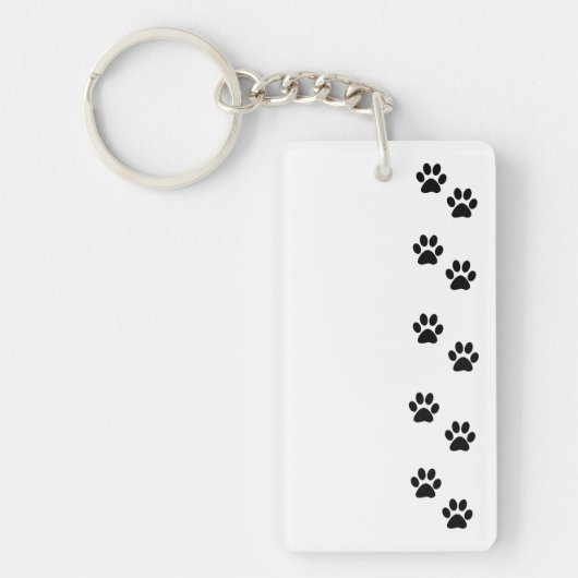 Paw Pattern, Dog Paws, Paw Prints, Black and White Sleutelhanger (Voorkant)