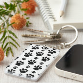 Paw Pattern, Dog Paws, Paw Prints, Black and White Sleutelhanger (Voorkant Rechts)
