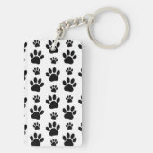 Paw Pattern, Dog Paws, Paw Prints, Black and White Sleutelhanger (achterkant)