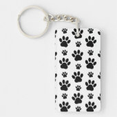 Paw Pattern, Dog Paws, Paw Prints, Black and White Sleutelhanger (Voorkant)