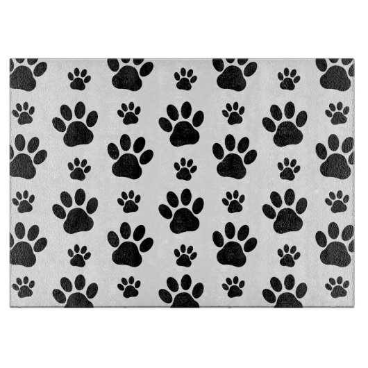 Paw Pattern, Dog Paws, Paw Prints, Black and White Snijplank (Voorkant)