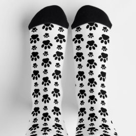 Paw Pattern, Dog Paws, Paw Prints, Black and White Sokken