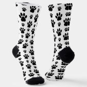 Paw Pattern, Dog Paws, Paw Prints, Black and White Sokken (Gebogen)