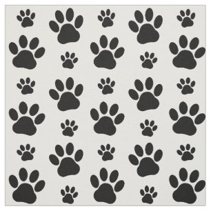 Paw Pattern, Dog Paws, Paw Prints, Black and White Stof