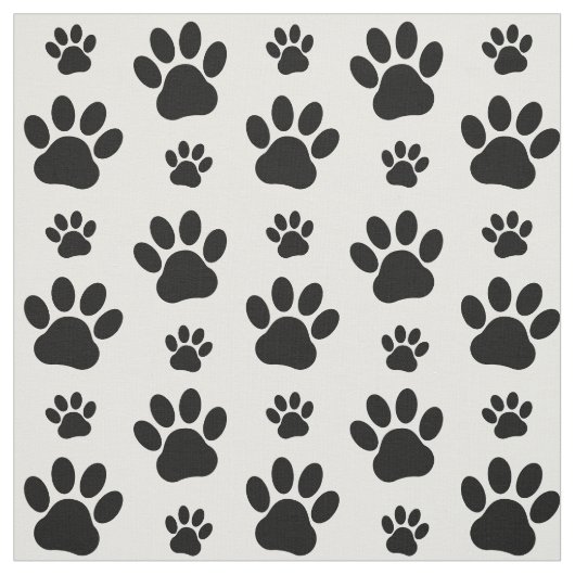 Paw Pattern, Dog Paws, Paw Prints, Black and White Stof (Swatch)
