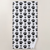 Paw Pattern, Dog Paws, Paw Prints, Black and White Strandlaken (Voorkant)