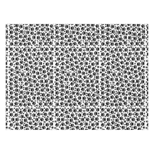 Paw Pattern, Dog Paws, Paw Prints, Black and White Tafelkleed (Voorkant (Horizontaal))