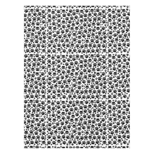 Paw Pattern, Dog Paws, Paw Prints, Black and White Tafelkleed (Voorkant)