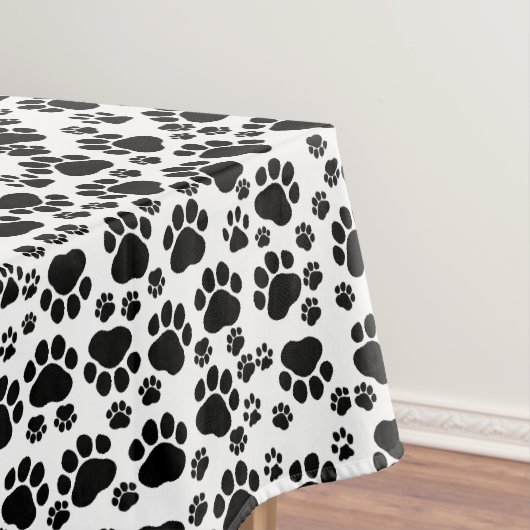 Paw Pattern, Dog Paws, Paw Prints, Black and White Tafelkleed (Voorbeeld)