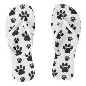 Paw Pattern, Dog Paws, Paw Prints, Black and White Teenslippers (Voetbed)