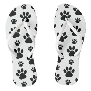 Paw Pattern, Dog Paws, Paw Prints, Black and White Teenslippers