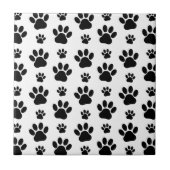 Paw Pattern, Dog Paws, Paw Prints, Black and White Tegeltje (Voorkant)