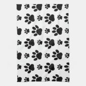 Paw Pattern, Dog Paws, Paw Prints, Black and White Theedoek (Verticaal)