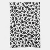 Paw Pattern, Dog Paws, Paw Prints, Black and White Theedoek (Verticaal)