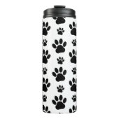 Paw Pattern, Dog Paws, Paw Prints, Black and White Thermosbeker (Voorkant)